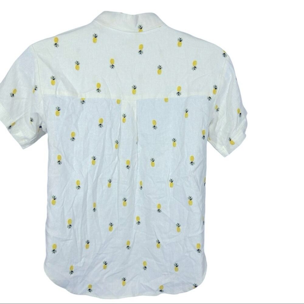 Rae Dunn Pineapple Linen Button Down Shirt Large NWT Resort Vacation - Picture 6 of 13